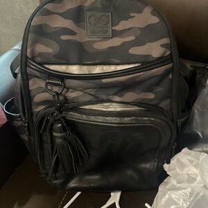 Itzy Ritzy Black and Gray Camouflage Backpack